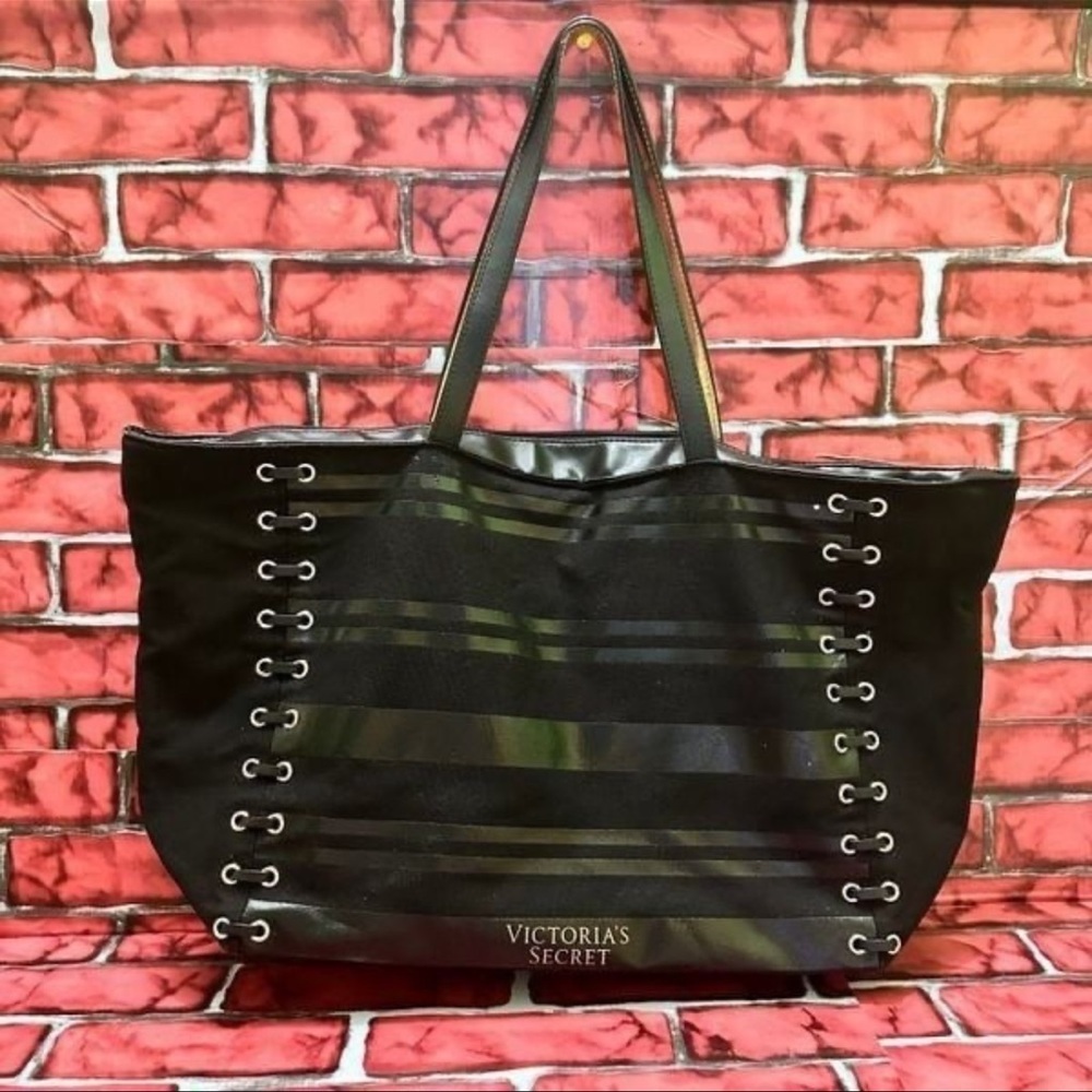 Victoria's Secret Lace Up Corset Black Tote Bag